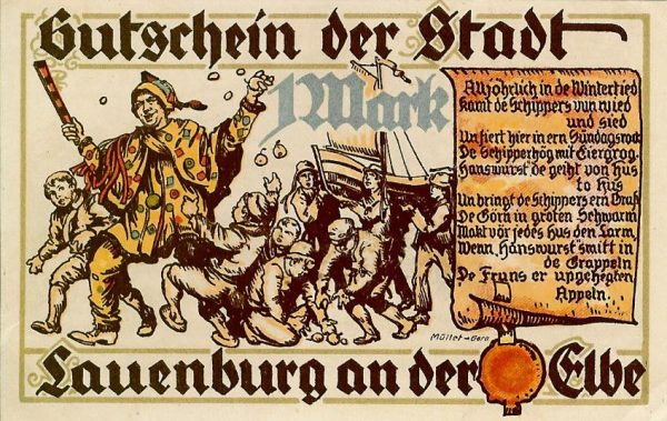 German Notgeld Lauenburg 1 Mark - 1921 Back